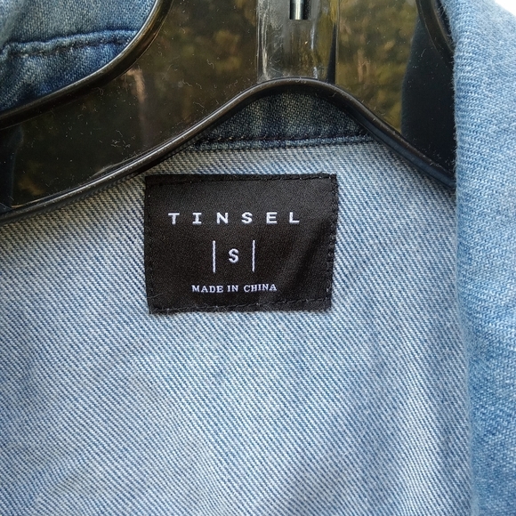 4/$15 Tinsel Jean Jacket Women's Small 3/4 Length Sleeve Fall Button Up Pockets - Picture 6 of 8